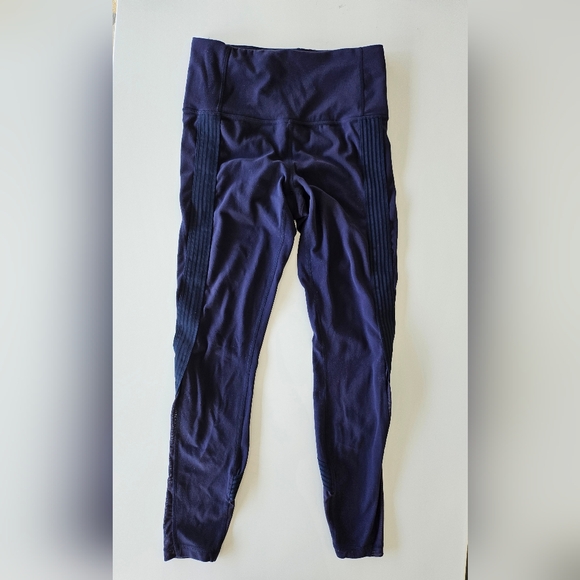 Athleta Women's Side Stripe Salutation 7/8 Hi-rise Legging Navy XS Mesh Yoga - Picture 3 of 15
